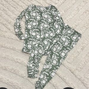 Floral Green and White Pajama Set- Kate Quinn Bamboo